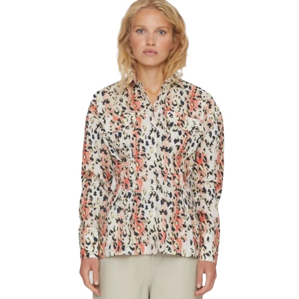 𝅺nwt Remain by Birger Christensen Charlotte Leopard Cotton Shirt